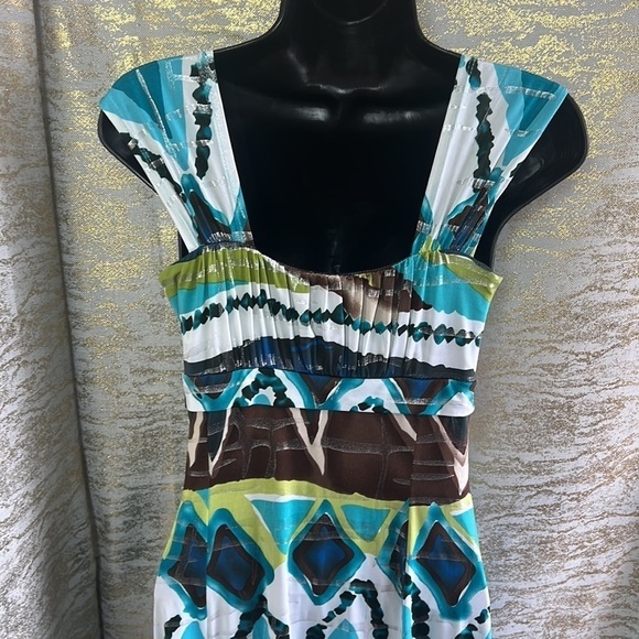 Vintage🧚‍♀️ Frank Lyman Design Blue Abstract Print Summer Dress Size 4 - Picture 8 of 12